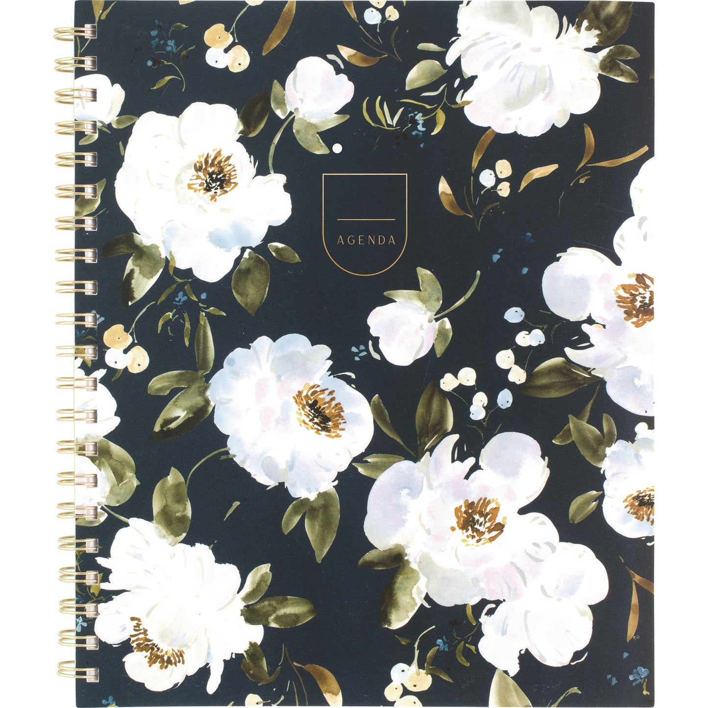 Cambridge Leah Bisch Weekly/Monthly Floral Planner, Floral Artwork, 11" x 9.25", Blue/White/Gold Cover, 12-Month (Jan to Dec): 2025 (LB34905)