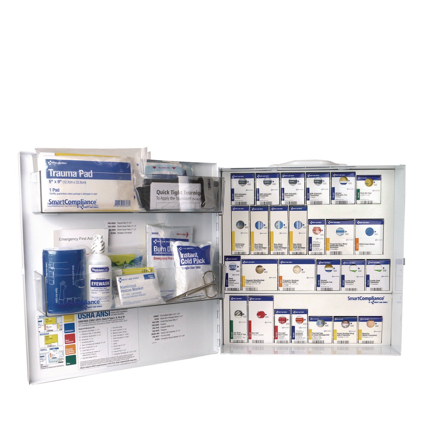First Aid Only 91379 Large Metal SmartCompliance Food Service Cabinet ANSI B with No Medications, 337 Pieces, Metal Case