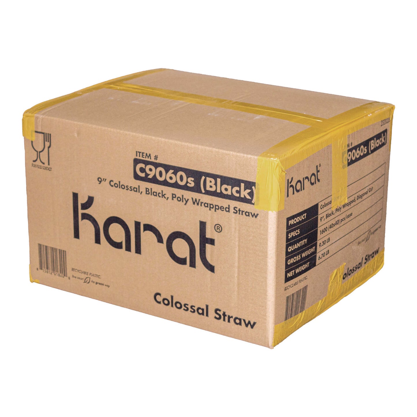 Karat Boba Straws, 9", Black, 1,600/Carton (C9060SBLACK)