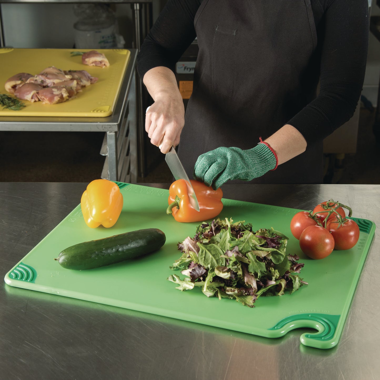 San Jamar Saf-T-Grip Cutting Board, 24 x 18 x 0.5, Green (CBG182412GN)