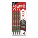 Sharpie S-Gel Fashion Barrel Gel Pen, Retractable, Medium 0.7 mm, Black Ink, Green Barrel, 4/Pack (2195731)