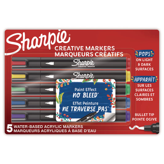 Sharpie Creative Markers, Medium Bullet Tip, Assorted Colors, 5/Pack (2196902)