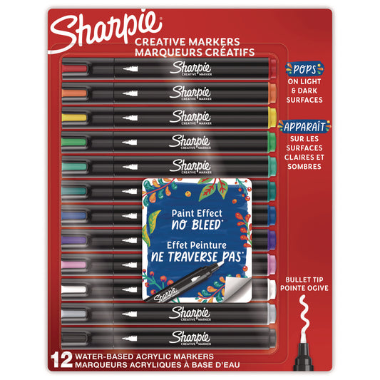 Sharpie Creative Markers, Medium Bullet Tip, Assorted Colors, 12/Pack (2196905)