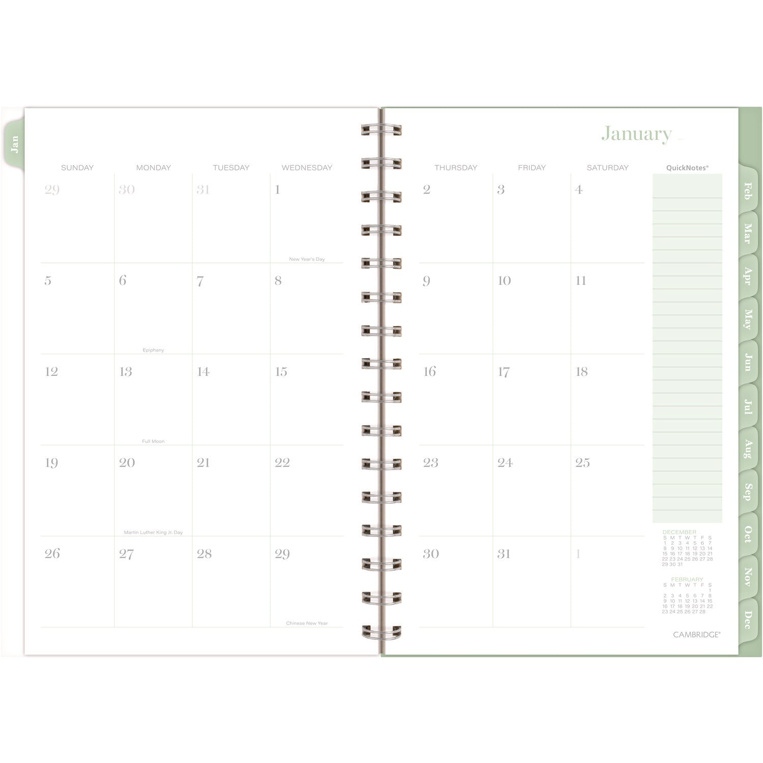 Cambridge Ombre Weekly/Monthly Planner, Colorful Cloud Artwork, 8.5" x 6.38", Multicolor Cover, 12-Month (Jan to Dec): 2025 (1731200)