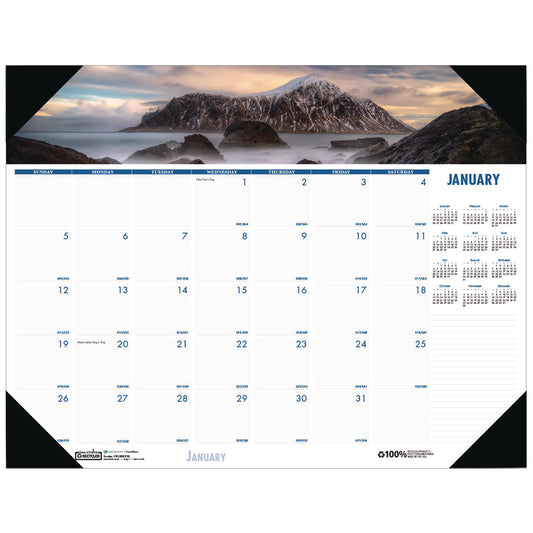 House of Doolittle Earthscapes Recycled Monthly Desk Pad Calendar, Coastlines Photos, 22 x 17, Black Binding/Corners,12-Month (Jan-Dec): 2025 (178)