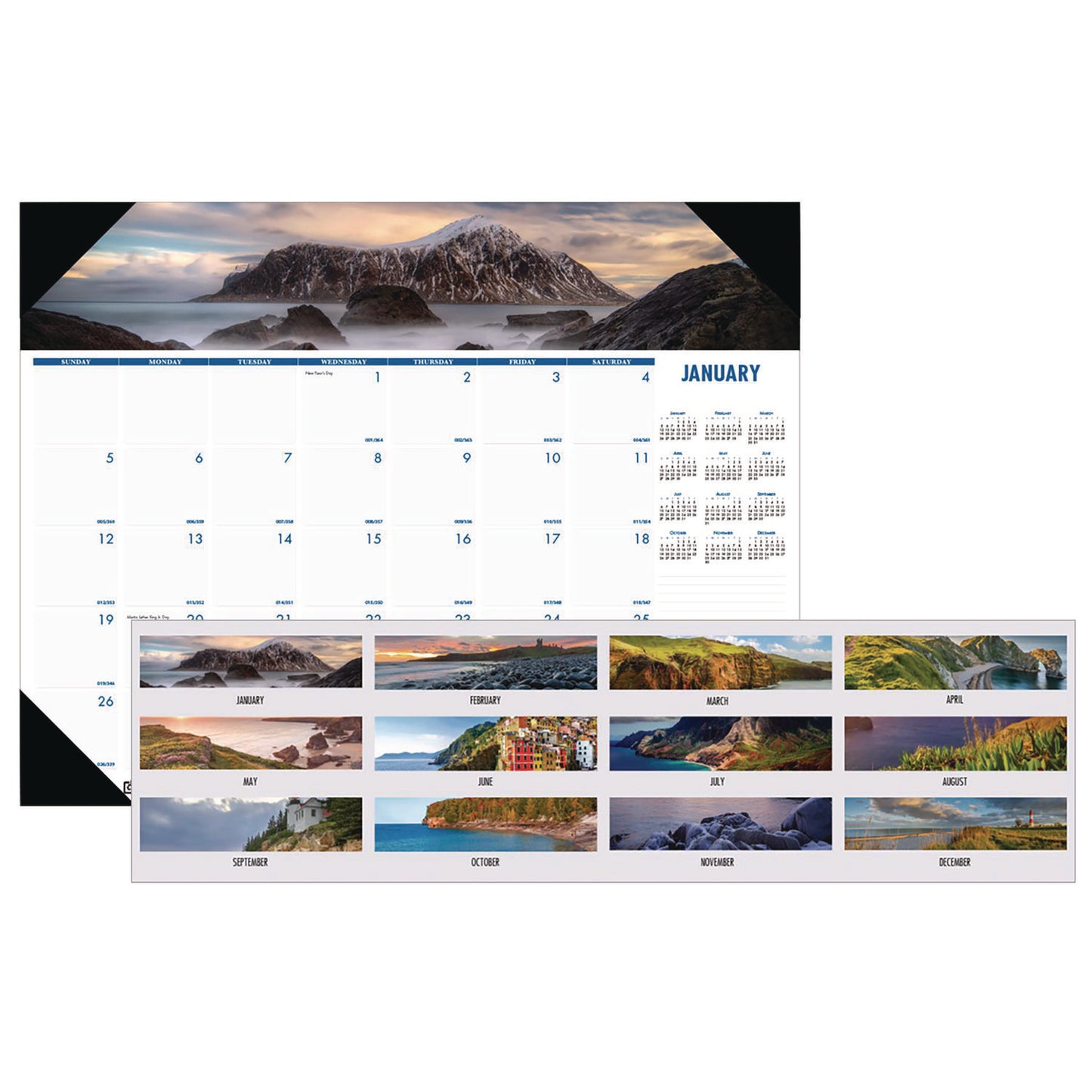 House of Doolittle Earthscapes Recycled Monthly Desk Pad Calendar, Coastlines Photos, 18.5 x 13, Black Binding/Corners,12-Month (Jan-Dec): 2025 (1786)