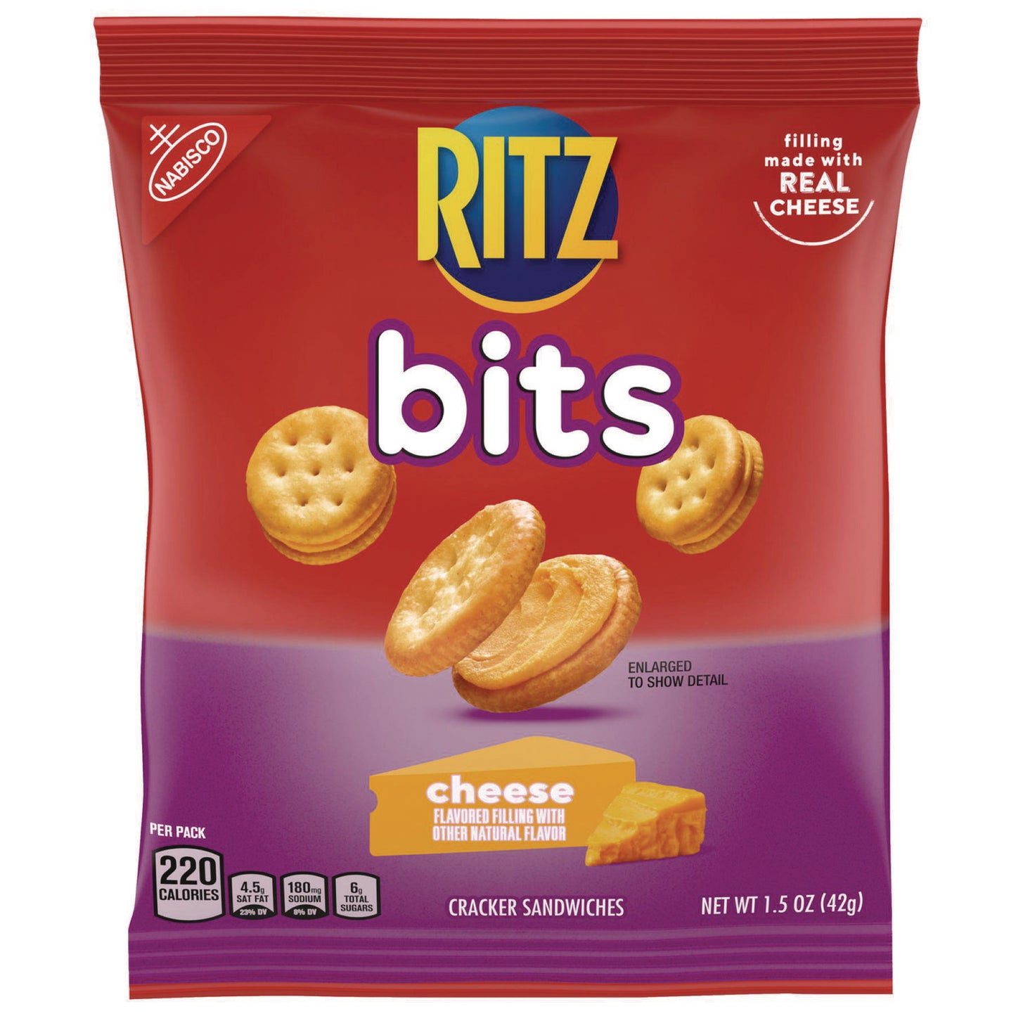 Nabisco Ritz Bits, Cheese, 1.5 oz Packs, 60/Carton (06834)