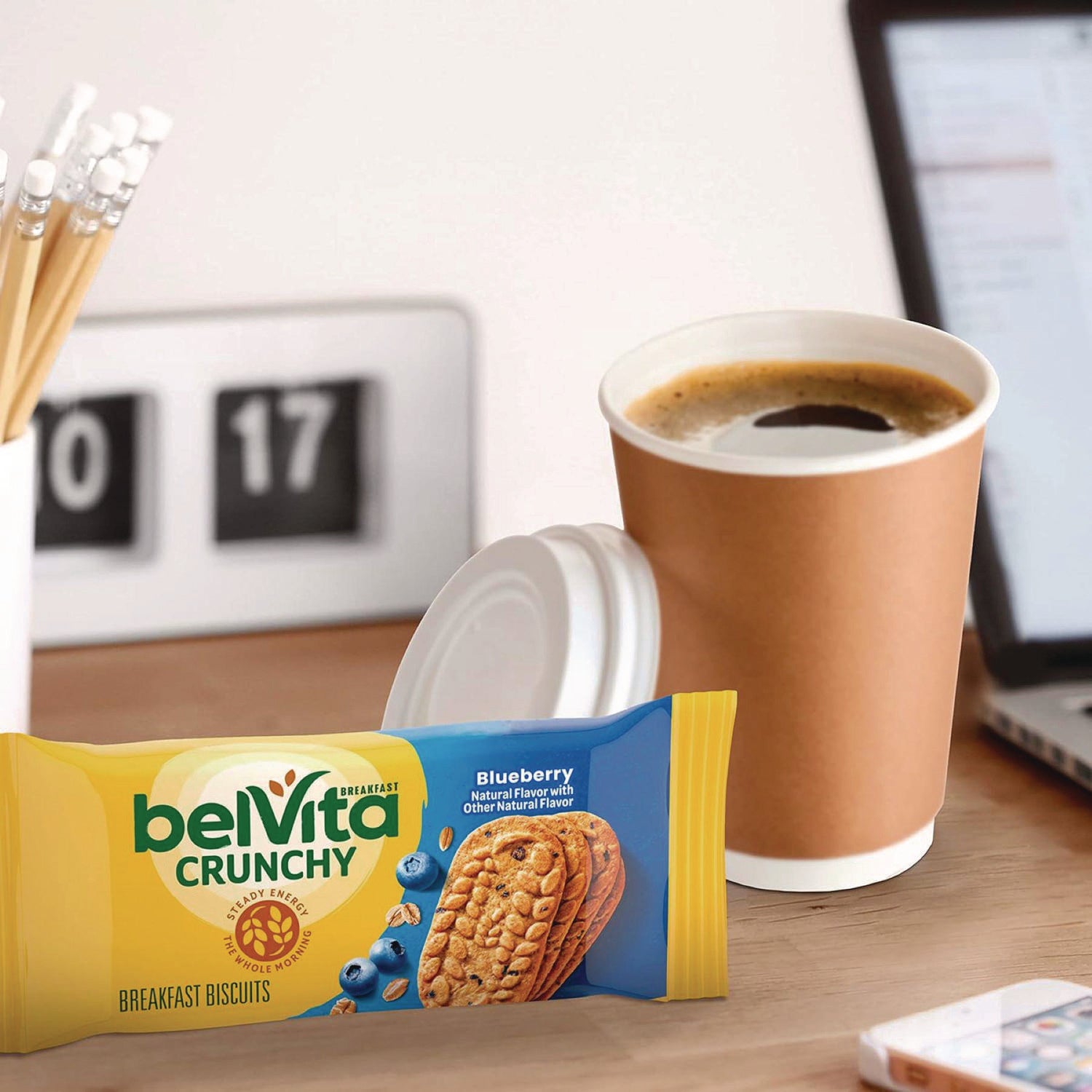 Nabisco belVita Breakfast Biscuits, 1.76 oz Pack, Blueberry, 8 Packs/Box, 8 Boxes/Carton (02908)