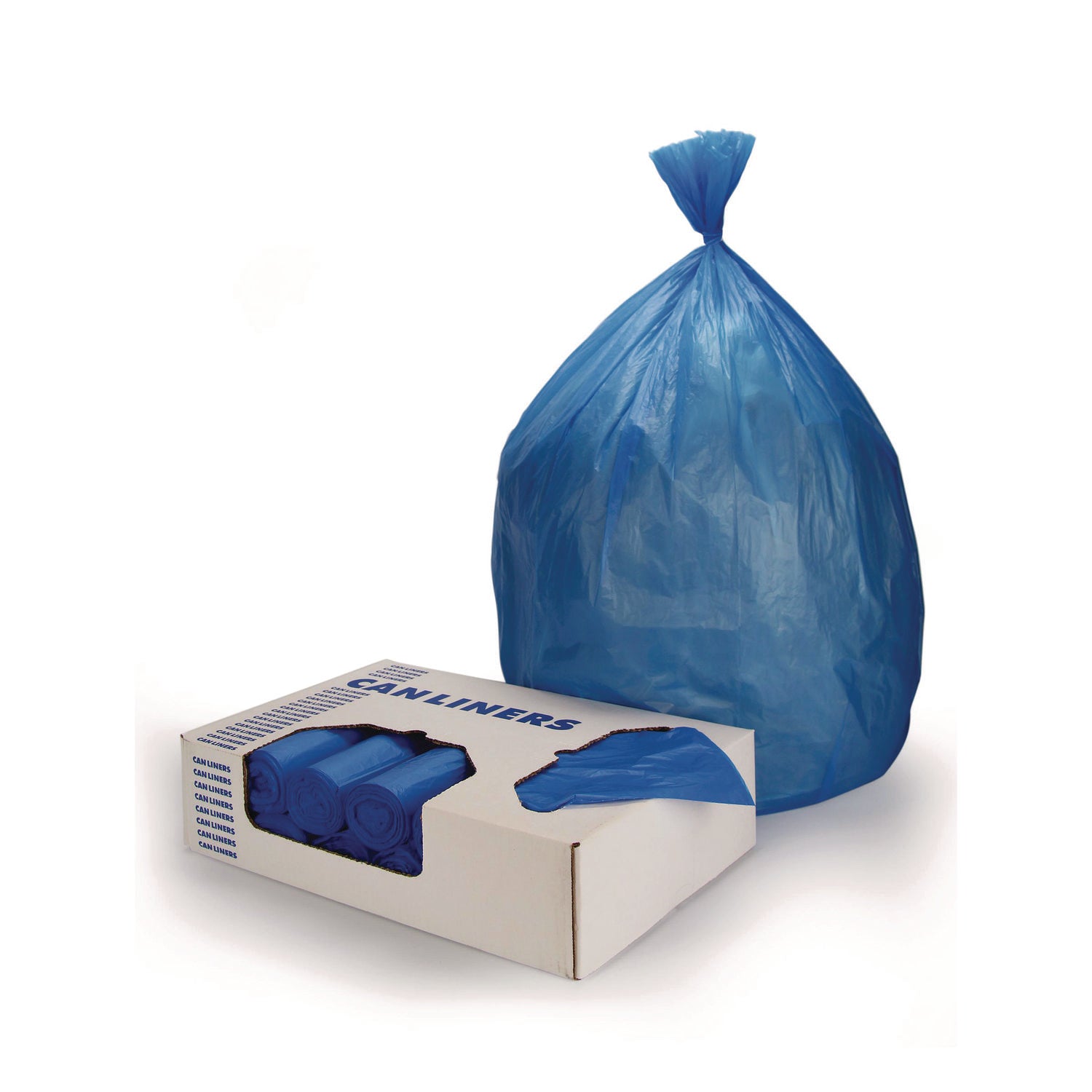 Heritage High-Density Waste Can Liners, 23 gal, 14 mic, 30" x 43", Blue, 25 Bags/Roll, 10 Rolls/Carton (Z6043HXR01)