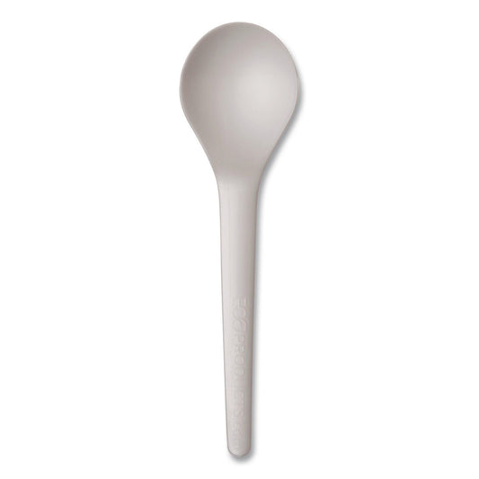 Plantware Compostable Soup Spoon, White, 50/pack, 20 Packs/carton