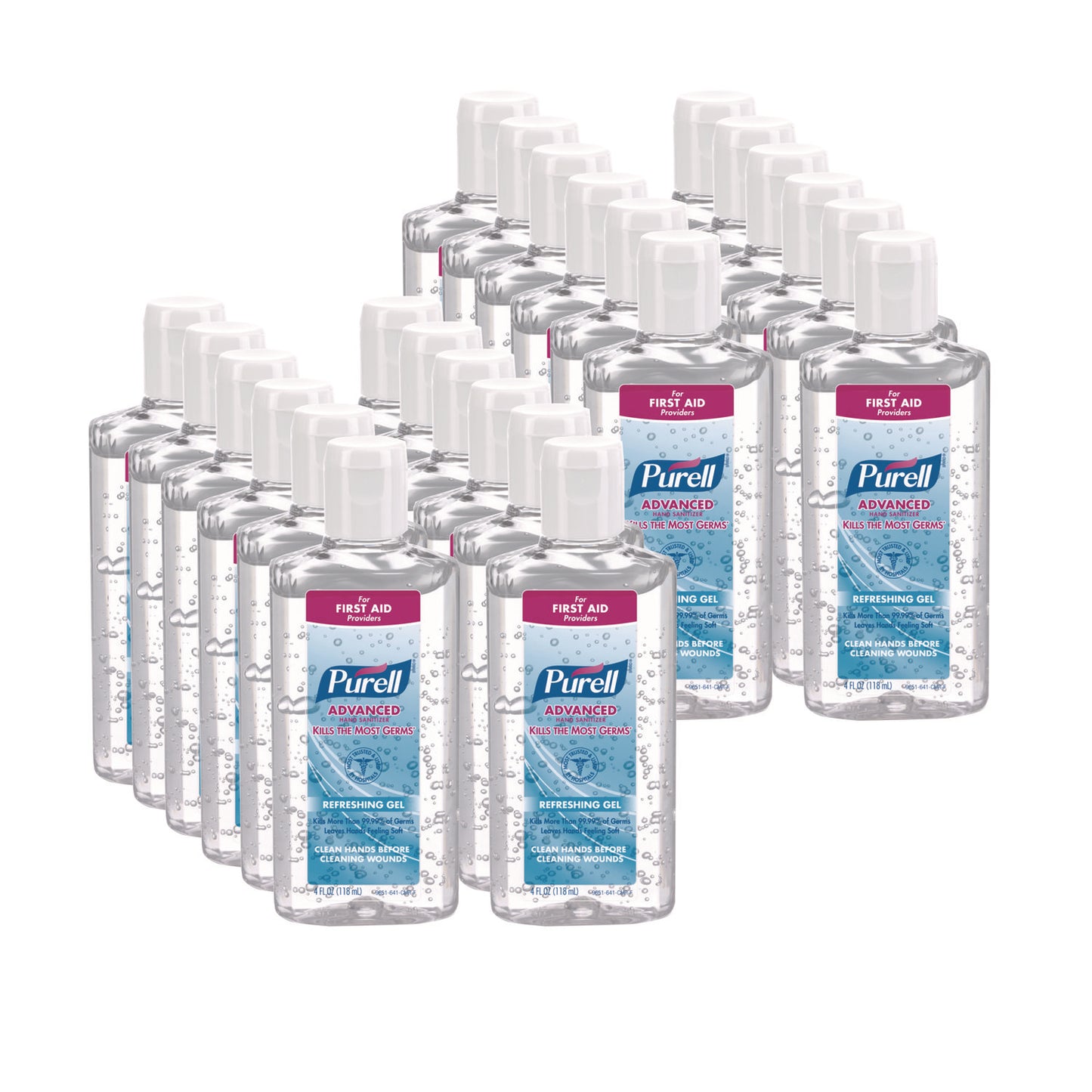 PURELL Advanced Hand Sanitizer Refreshing Gel, 4 oz Flip-Cap Bottle, Clean Scent, 24/Carton (965124)