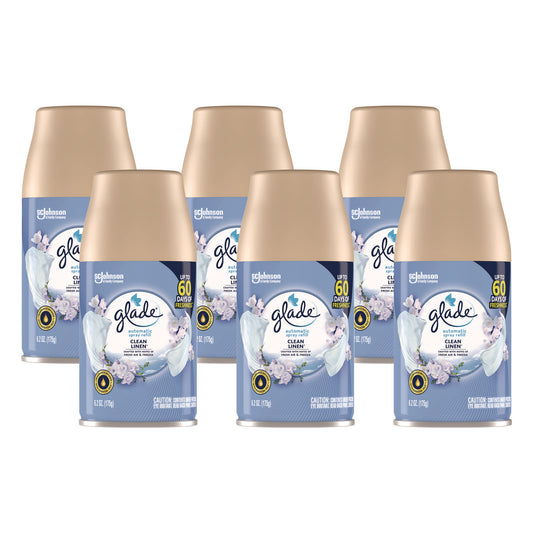 Glade Automatic Air Freshener, Clean Linen, 6.2 oz, 6/Carton (329374)