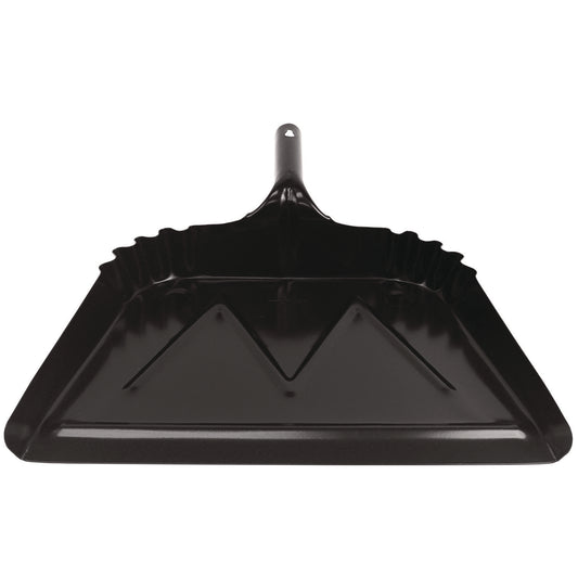 Impact Heavy-Duty Commercial Dust Pan, 16 x 15.5, 5.38" Handle, 20-Gauge Steel, Black (4216)