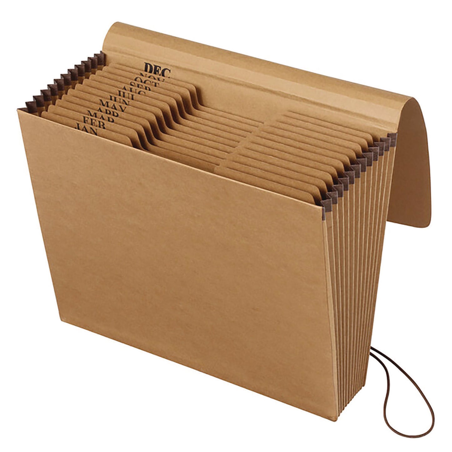 Pendaflex Kraft Indexed Expanding File, 12 Sections, Elastic Cord Closure, 1/12-Cut Tabs, Letter Size, Brown (K17MOX)