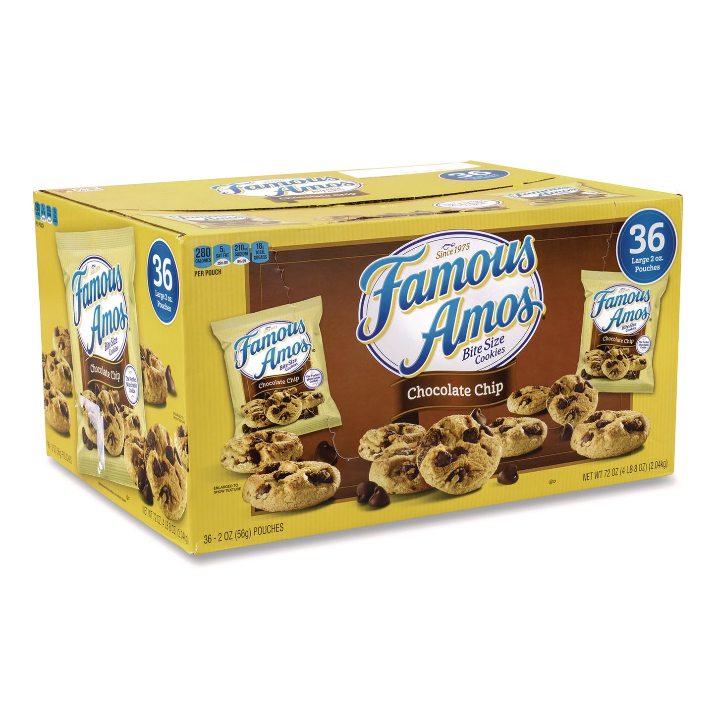 Famous Amos Cookies, Chocolate Chip, 2 oz Bag, 36/Carton (22000424)