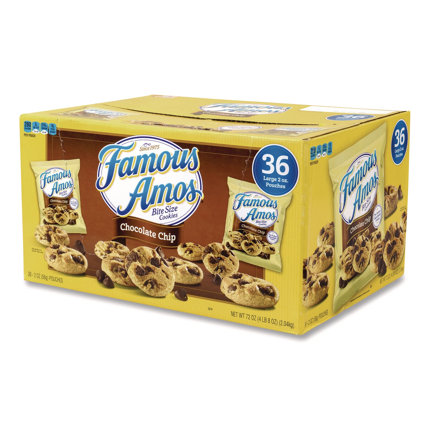 Famous Amos Cookies, Chocolate Chip, 2 oz Bag, 36/Carton (22000424)