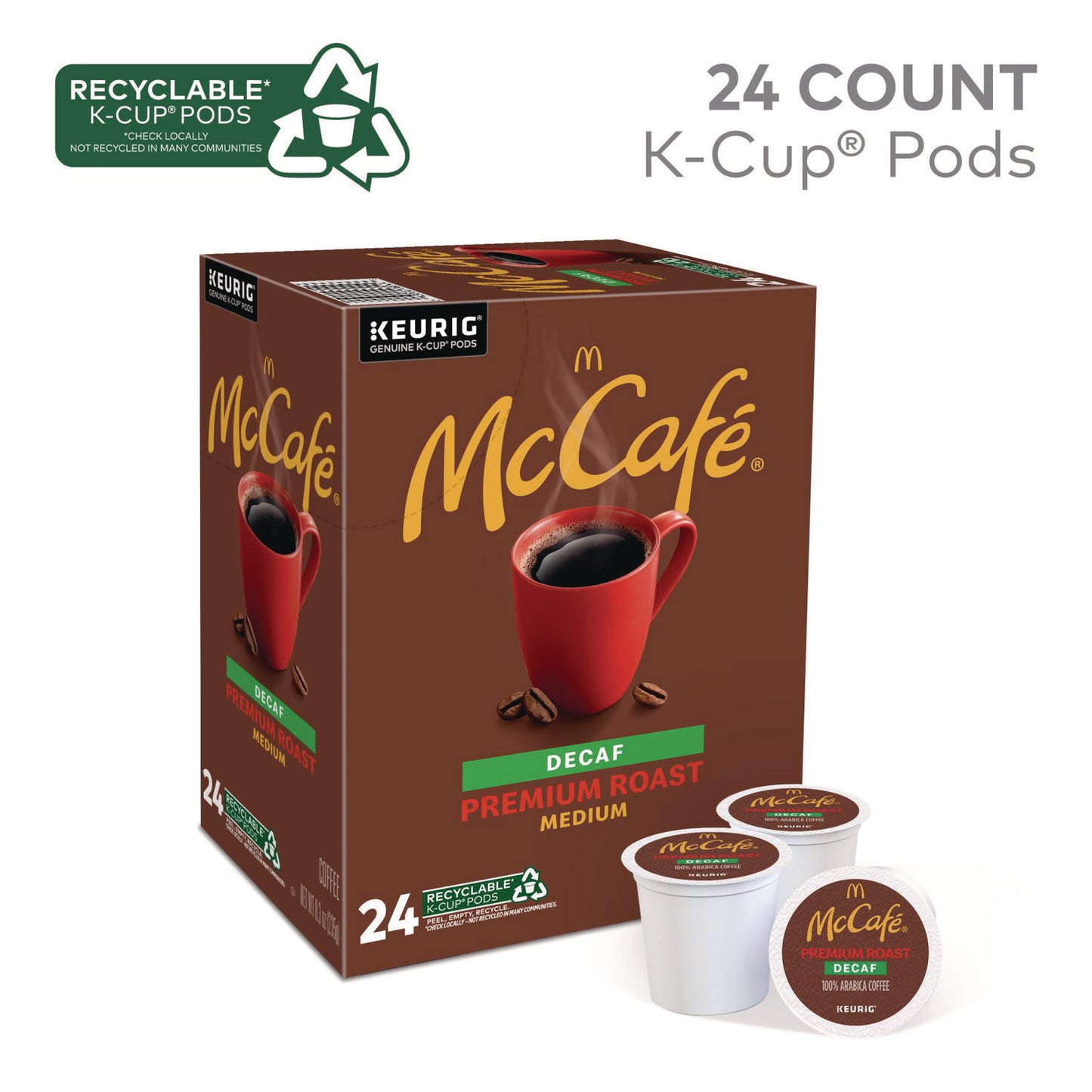 McCafe Premium Roast Decaf K-Cup, 24/BX (7467)