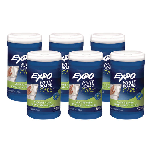 EXPO Dry-Erase Board-Cleaning Wet Wipes, 6 x 9, 50/Container, 6/Carton (81850ACT)