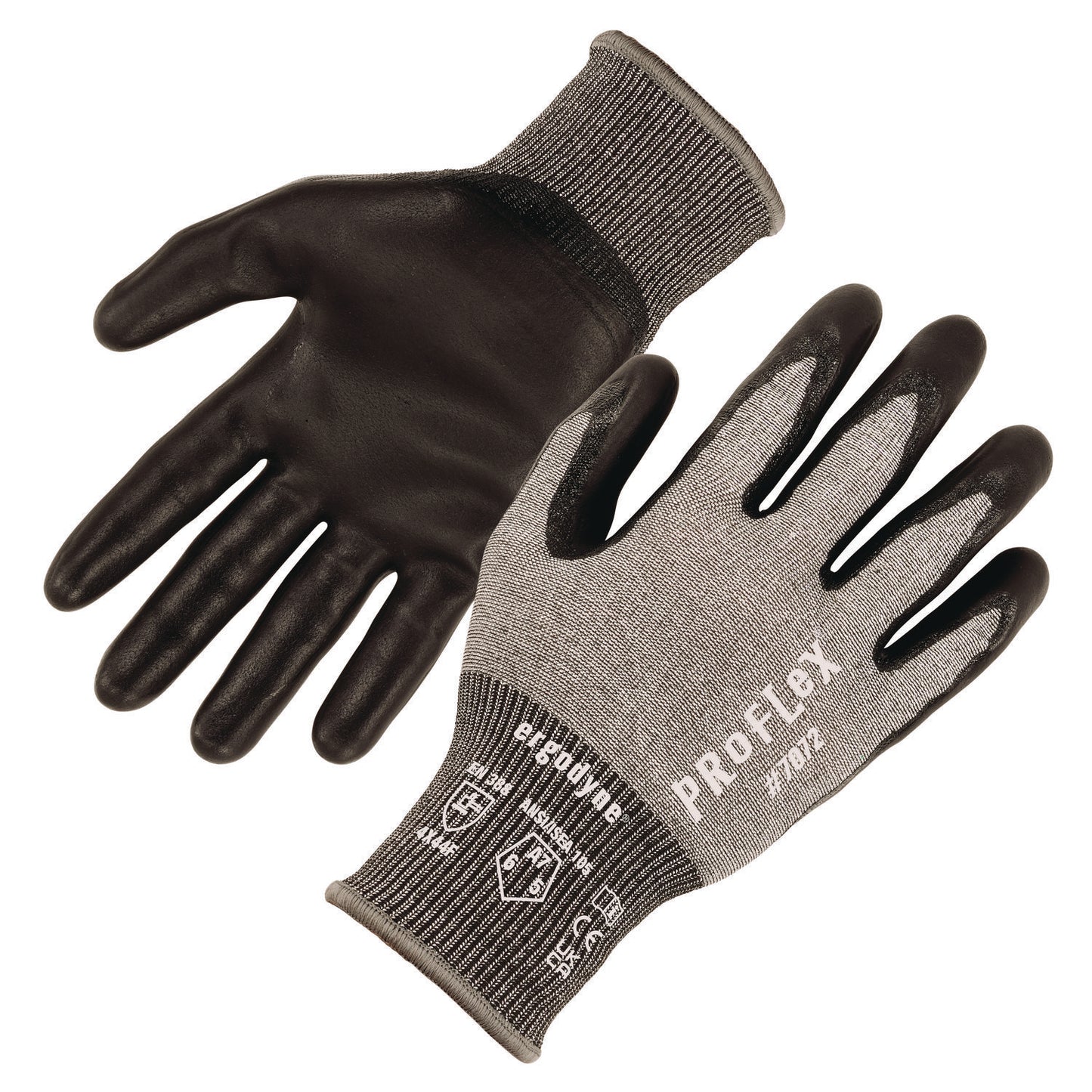 ergodyne ProFlex 7072 ANSI A7 Nitrile-Coated CR Gloves, Gray, X-Small, Pair (10311)