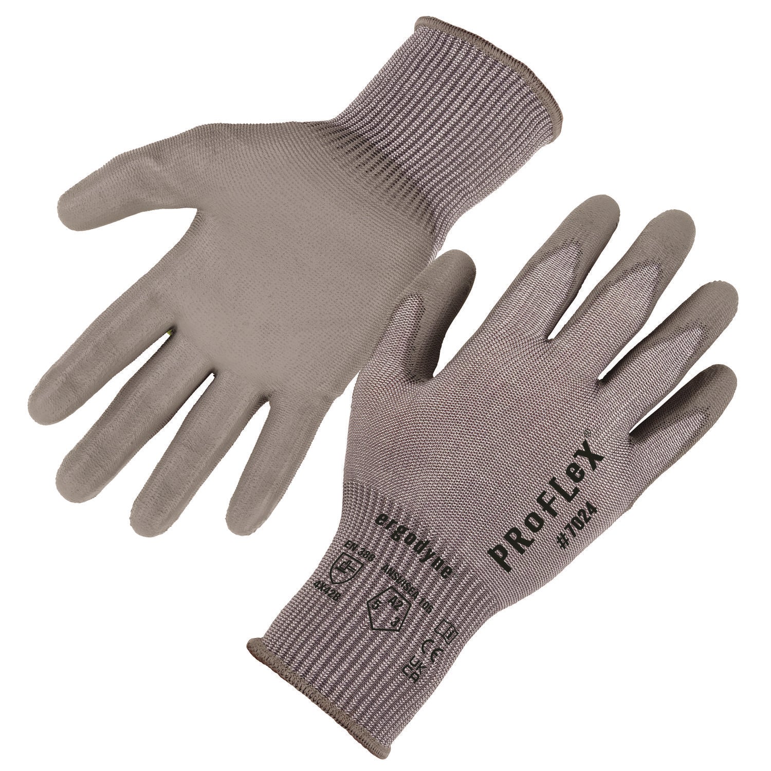 ergodyne ProFlex 7024 ANSI A2 PU Coated CR Gloves, Gray, X-Small, Pair (10401)