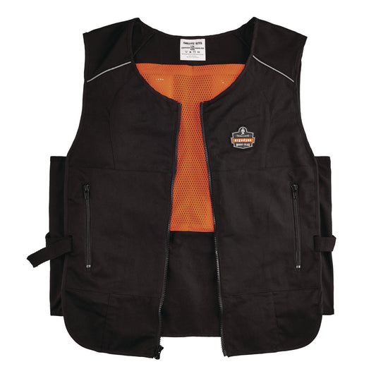 ergodyne Chill-Its 6255 Lightweight Phase Change Cooling Vest, Cotton/Polyester, 2X-Large/3X-Large, Black (12124)