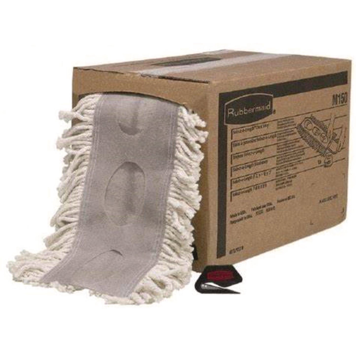 Rubbermaid Commercial Cut To Length Dust Mops, Cotton, White, Cut-End, 5 x 40 Ft, 1 Box (M150)