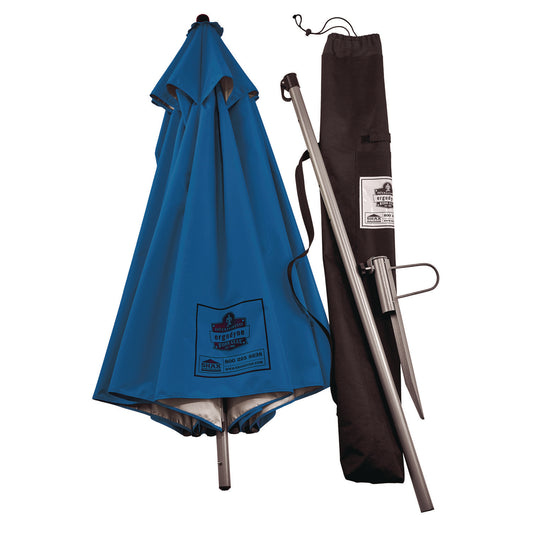 ergodyne Shax 6100 Lightweight Work Umbrella, 90" Span, 92" Long, Blue Canopy (12964)