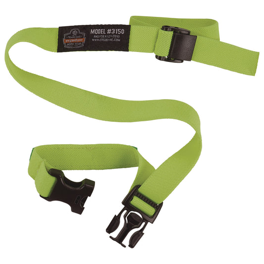 ergodyne Squids 3150 Elastic Lanyard with Buckle, 2 lb Max Working Capacity, 18"-48" Long, Lime, 10/Pack (19151)