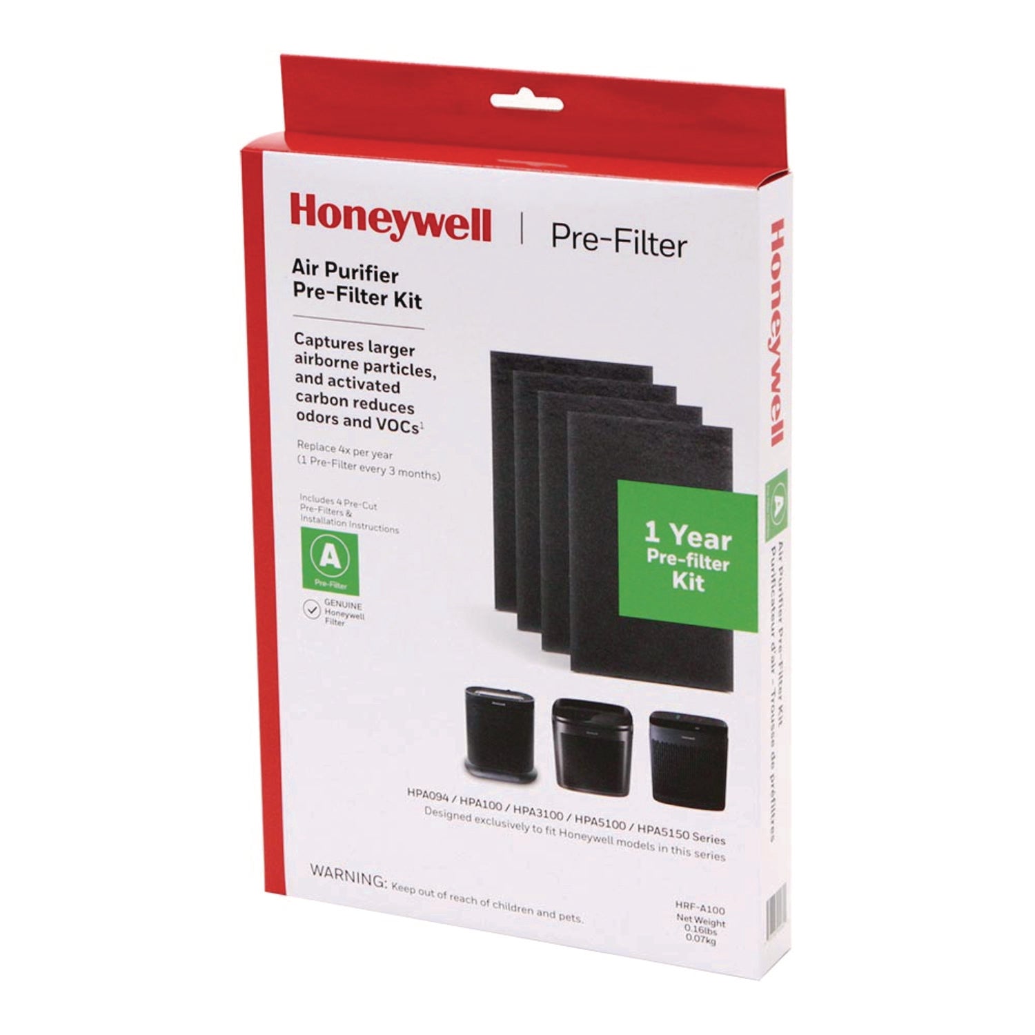 Honeywell Pre-Cut Carbon Pre-Filter, Box of 4 Filters (HRFA100)