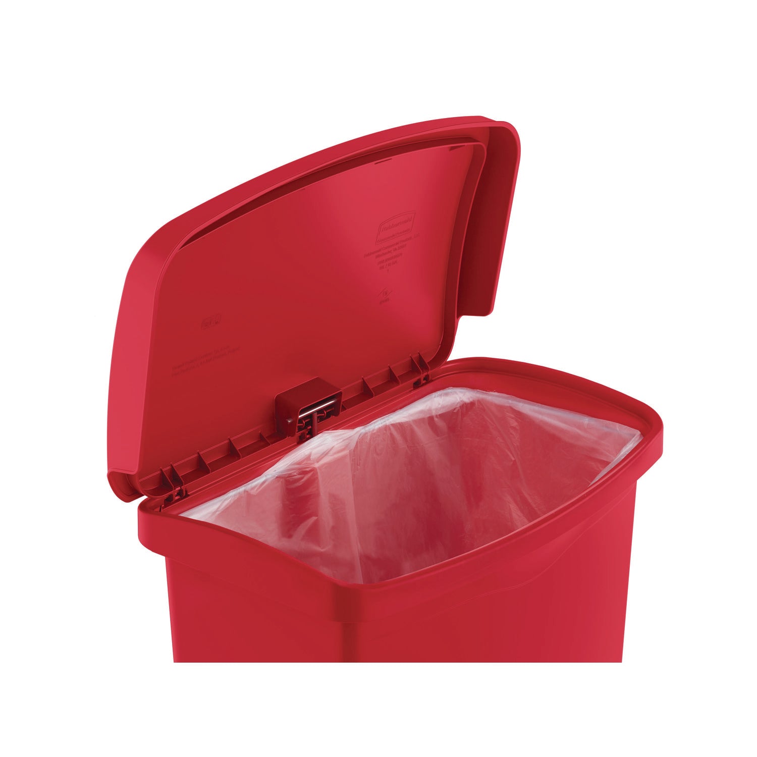 Rubbermaid Commercial Streamline Resin Step-On Container, Front Step Style, 8 gal, Polyethylene, Red (1883564)