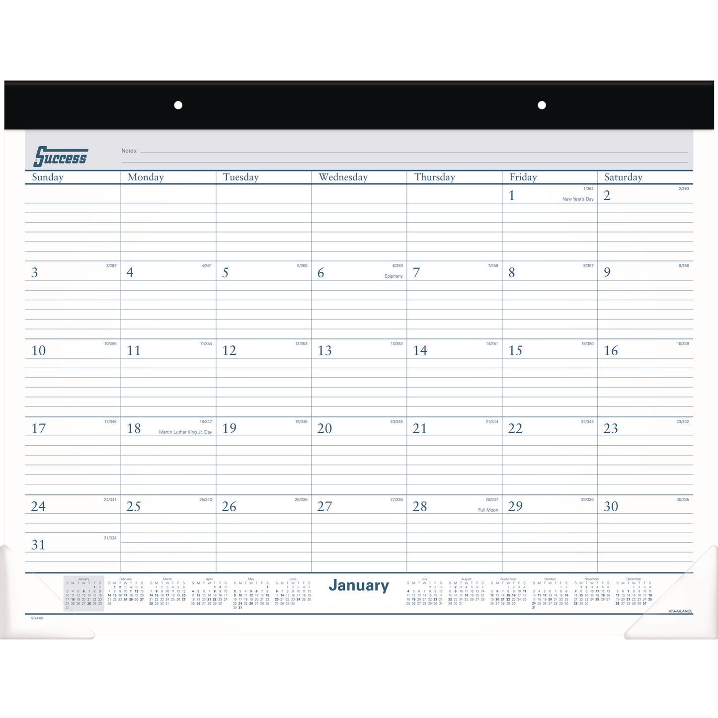 AT-A-GLANCE Desk Pad, 21.75 x 17, White Sheets, Black Binding, Clear Corners, 12-Month (Jan to Dec): 2025 (ST2400)