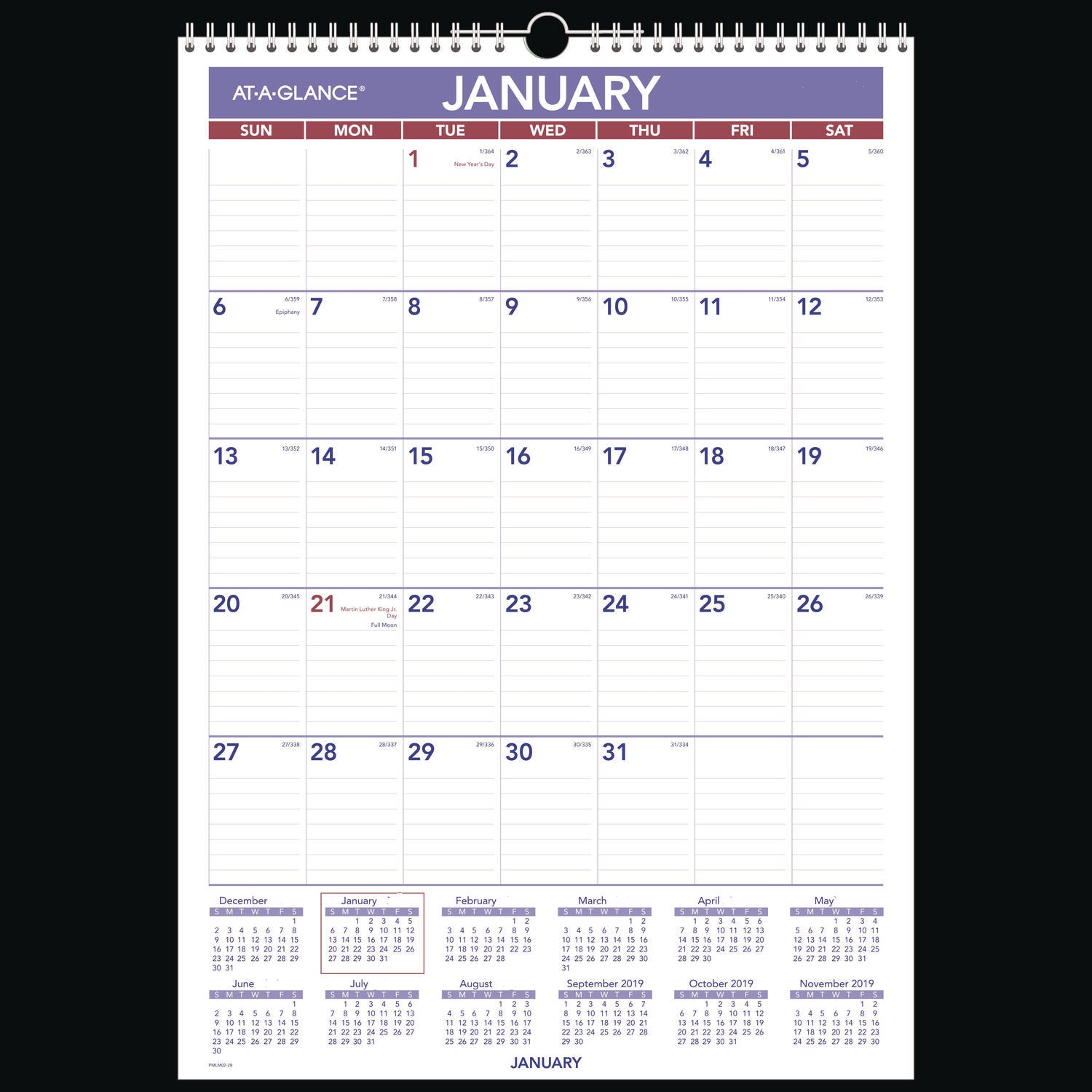 AT-A-GLANCE Erasable Wall Calendar, 12 x 17, White Sheets, 12-Month (Jan to Dec): 2025 (PMLM0228)