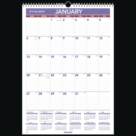 AT-A-GLANCE Erasable Wall Calendar, 12 x 17, White Sheets, 12-Month (Jan to Dec): 2025 (PMLM0228)