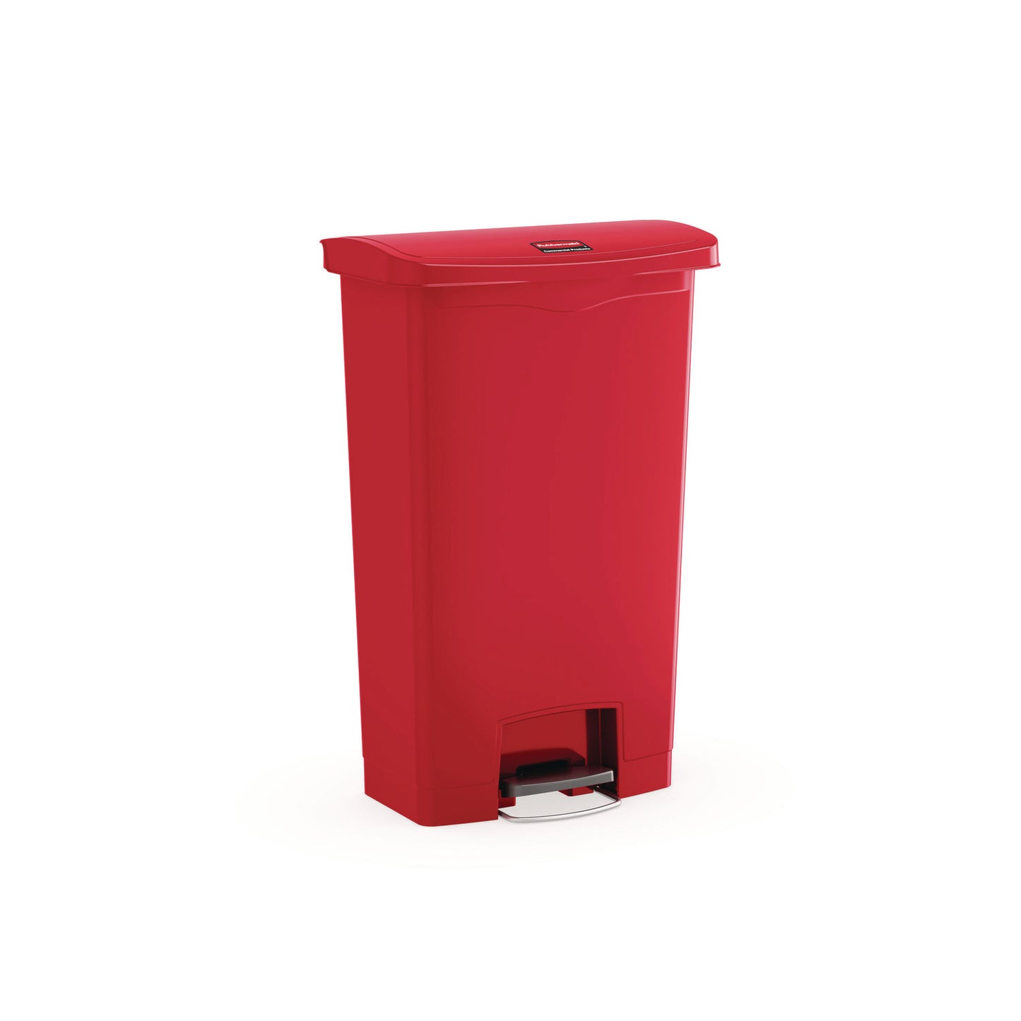 Rubbermaid Commercial Streamline Resin Step-On Container, Front Step Style, 8 gal, Polyethylene, Red (1883564)