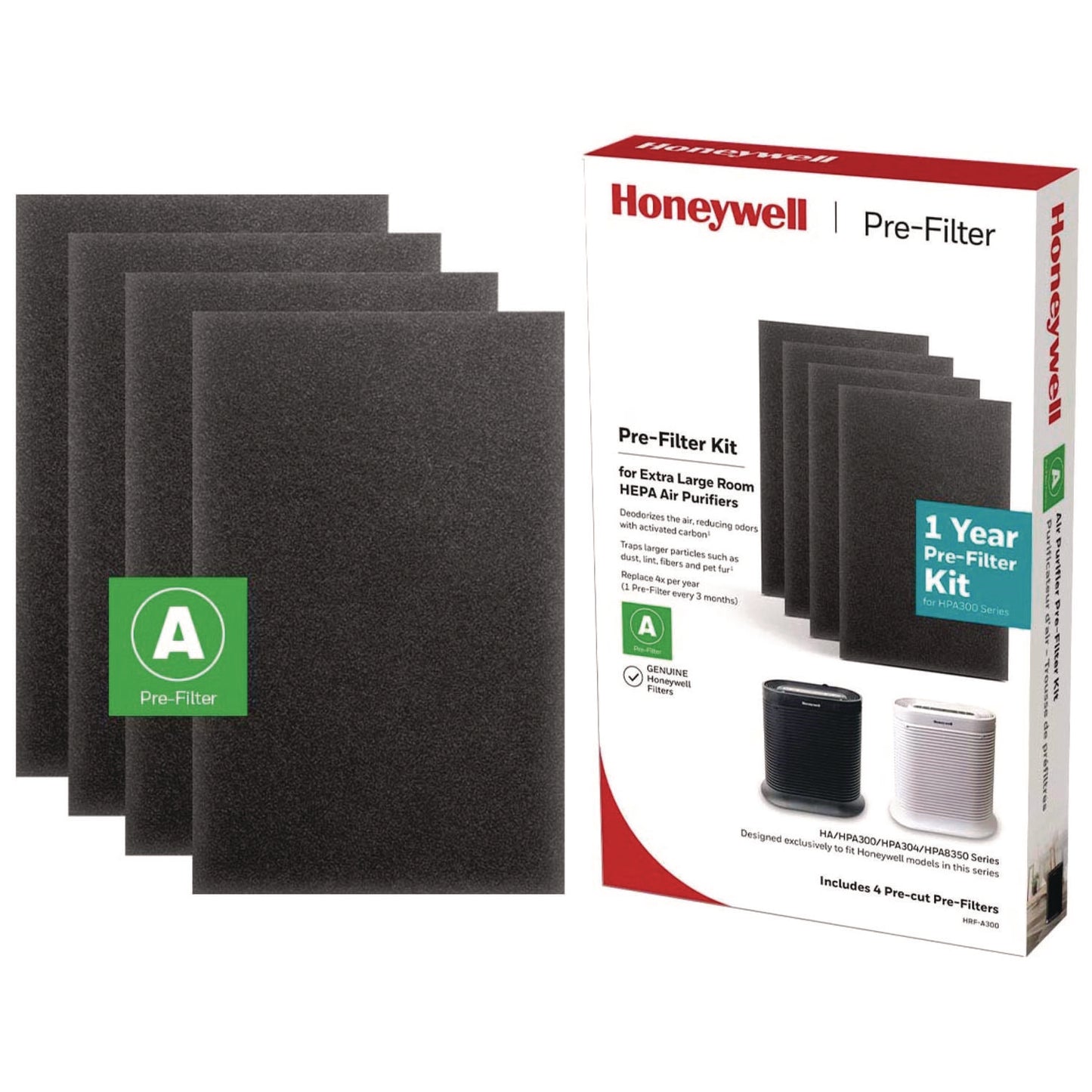 Honeywell Pre-Cut Carbon Pre-Filter, Box of 4 Filters (HRFA300)