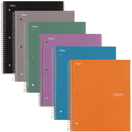 Five Star Wirebound Notebook with 2 Pockets, 1-Subject, Quadrille Rule (4 sq/in), Randomly Assorted Cover Color, (100) 11 x 8.5 Sheets (06190)