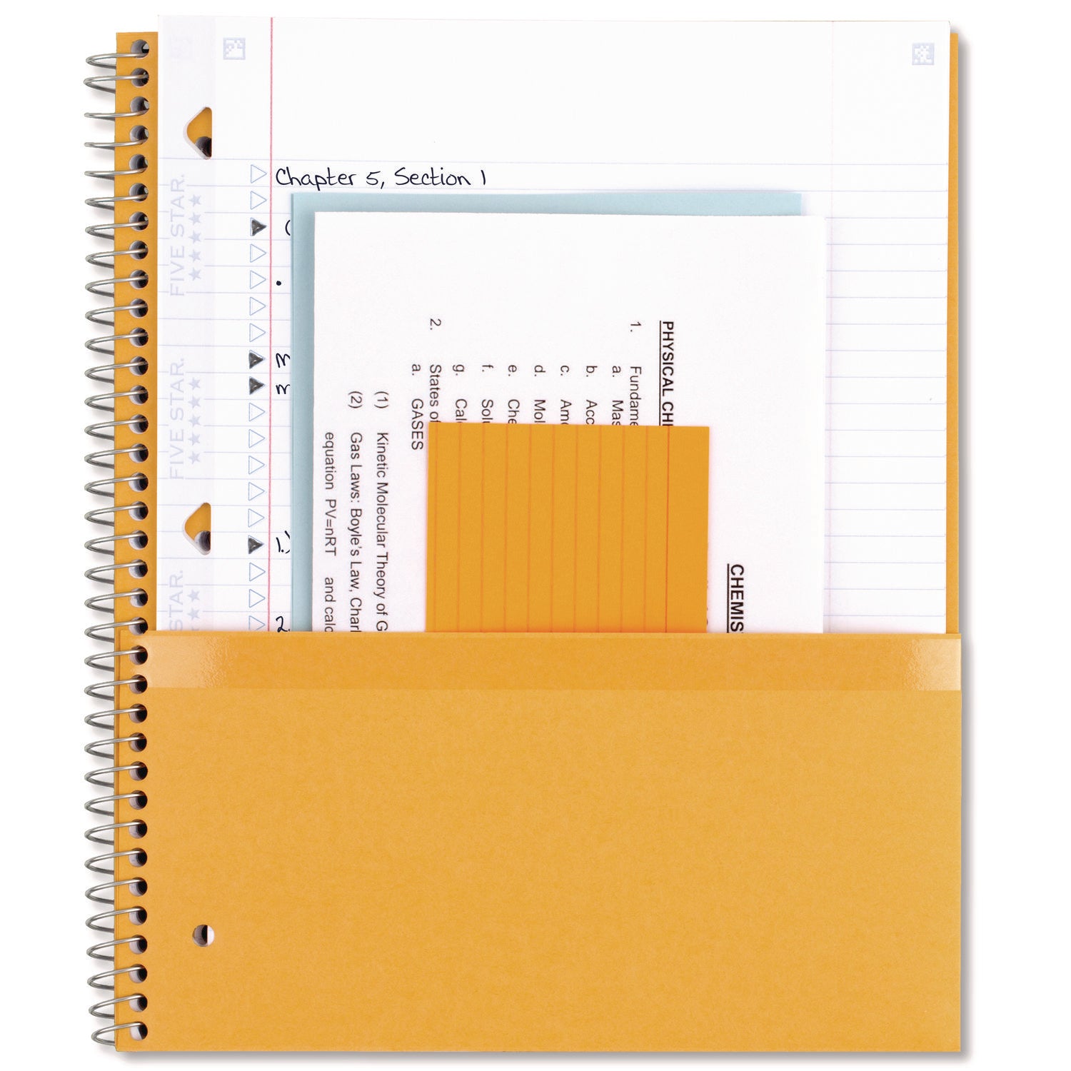 Five Star Wirebound Notebook with Four Pockets, 3-Subject, Medium/College Rule, Randomly Assorted Cover Color, (150) 11 x 8.5 Sheets (06210)