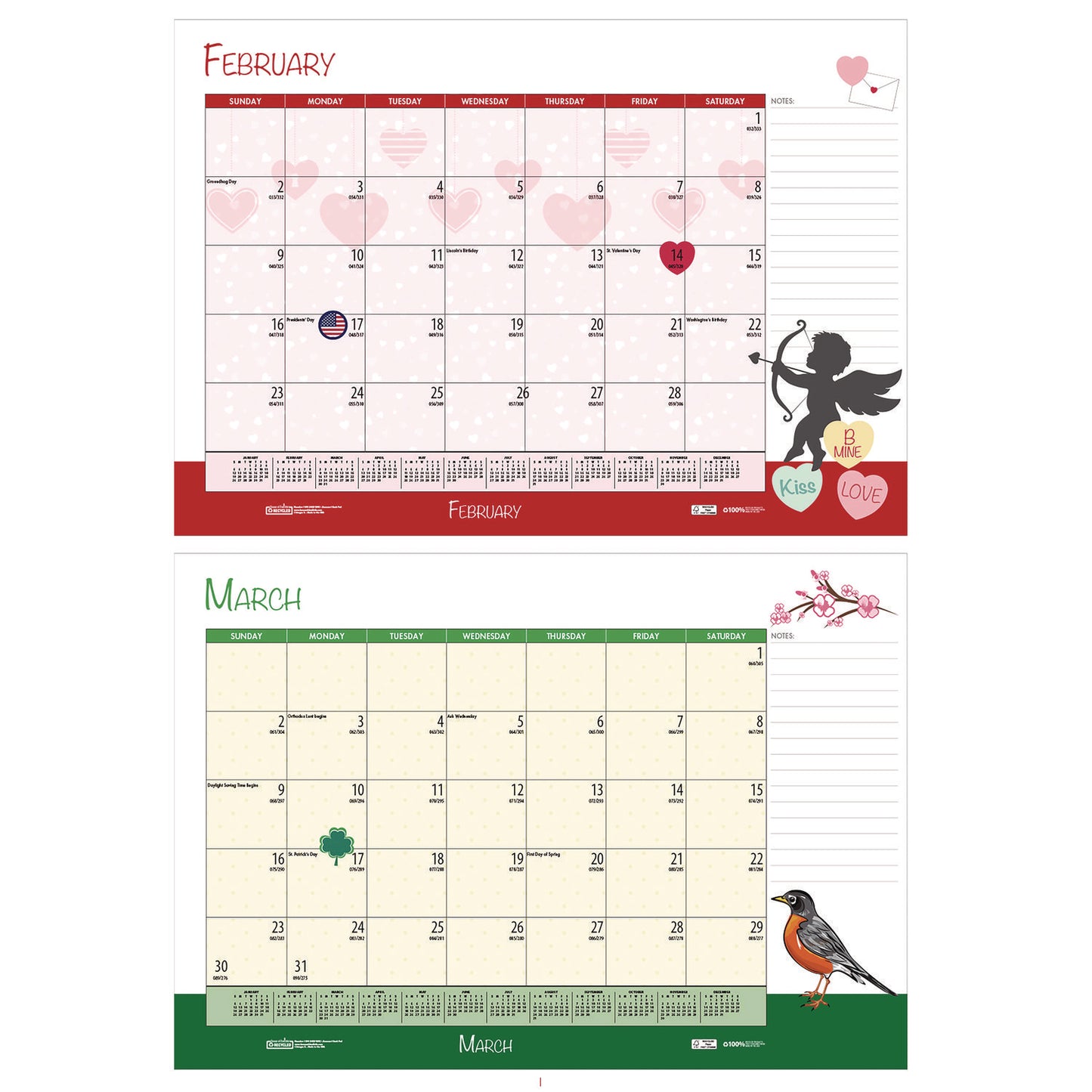 House of Doolittle Academic Year Recycled Desk Pad Calendar, Illustrated Seasons Artwork, 22 x 17, Black Binding, 12-Month (July-June):2024-2025 (1395)