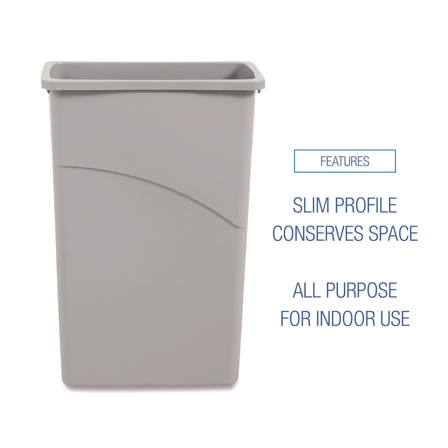 Boardwalk Slim Waste Container, 23 gal, Plastic, Gray (23GLSJGRA)