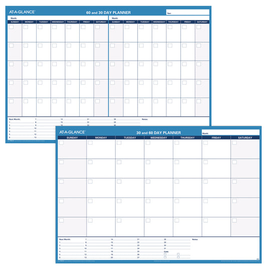 AT-A-GLANCE 30/60-Day Undated Horizontal Erasable Wall Planner, 48 x 32, White/Blue Sheets, Undated (PM33328)