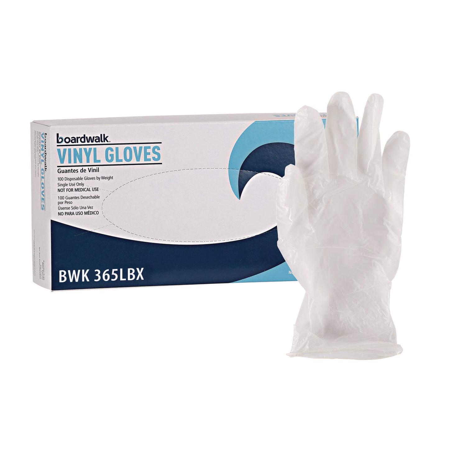 Boardwalk General Purpose Vinyl Gloves, Powder/Latex-Free, 2.6 mil, Large, Clear, 100/Box (365LBX)