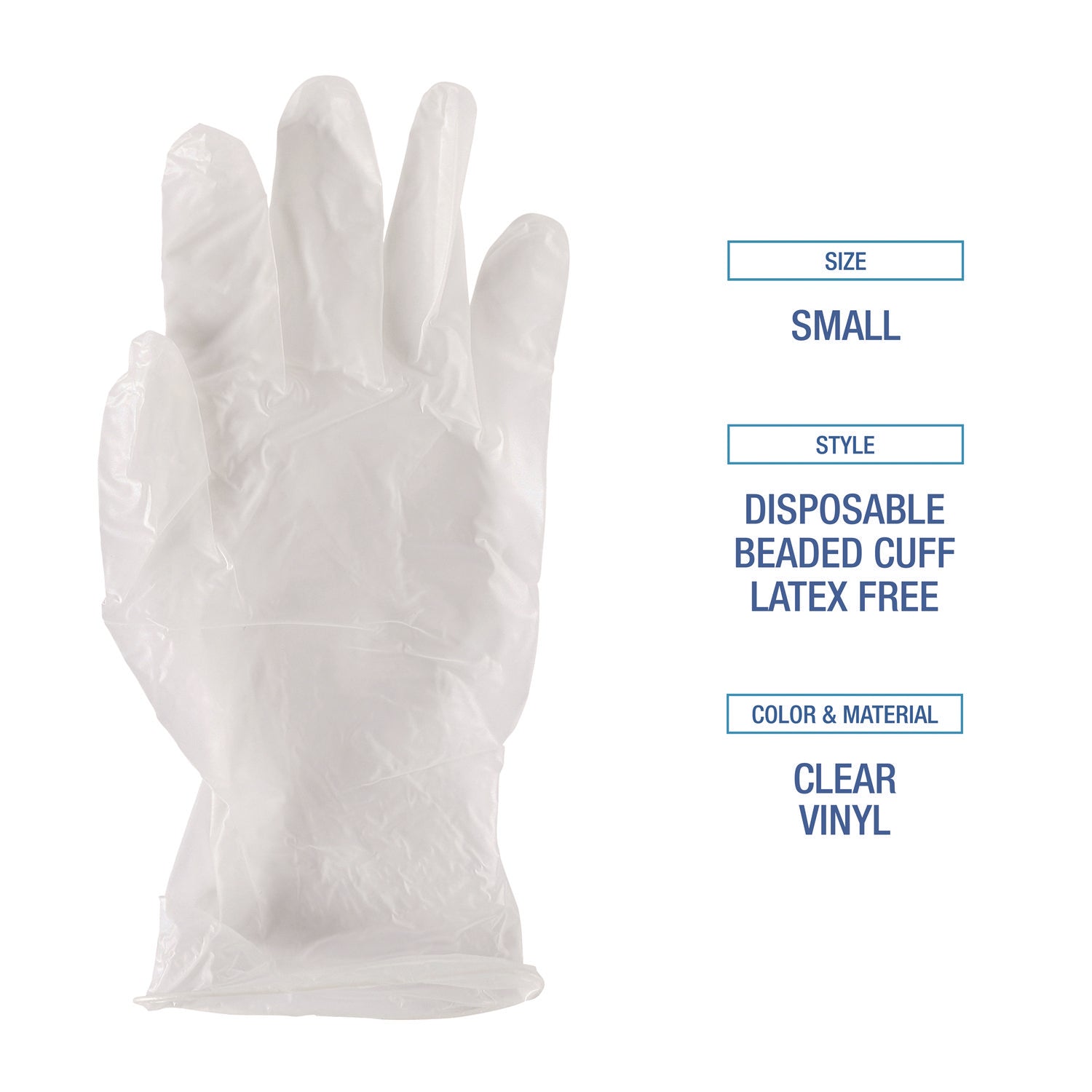 Boardwalk General Purpose Vinyl Gloves, Powder/Latex-Free, 2.6 mil, Small, Clear, 100/Box, 10 Boxes/Carton (365SCT)