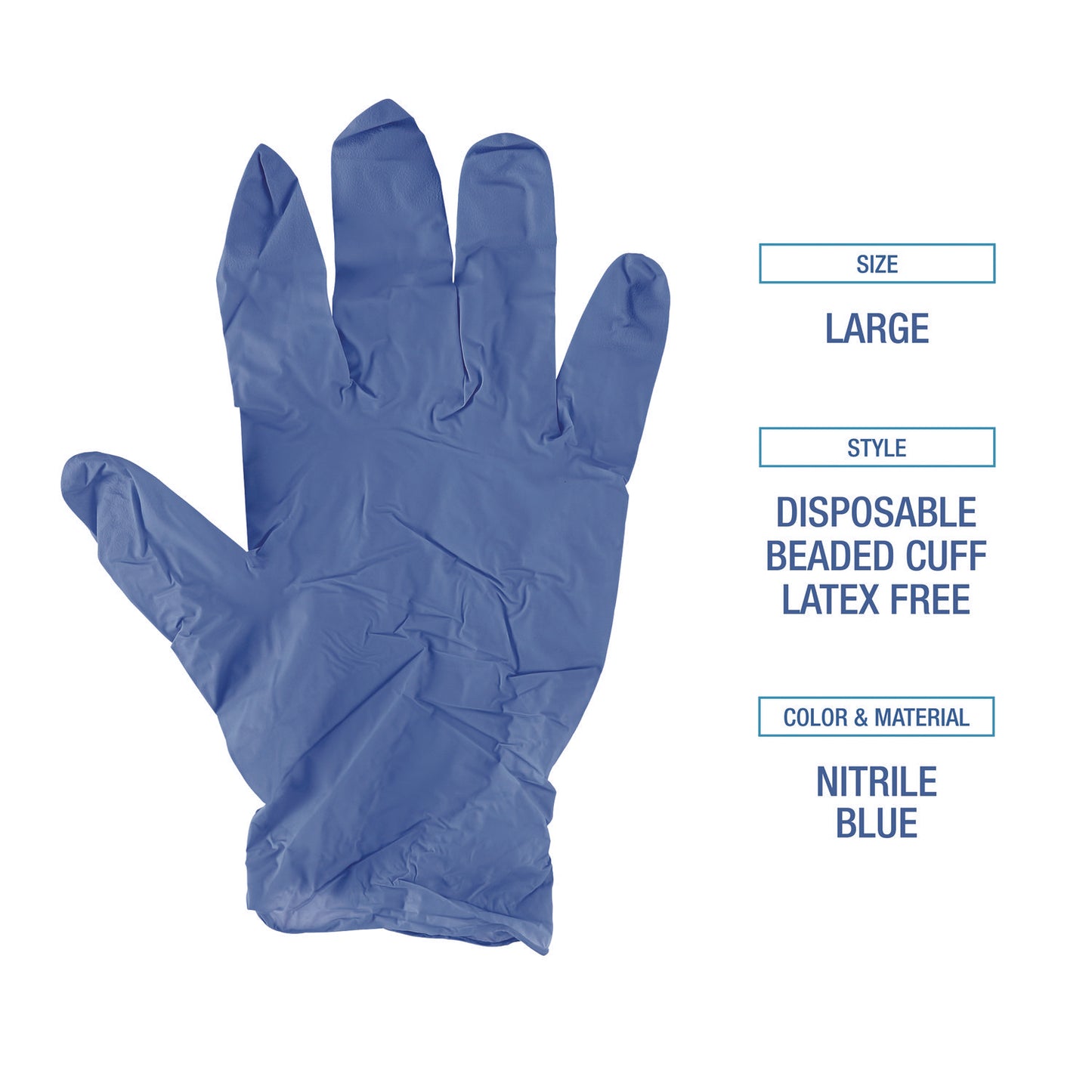 Boardwalk Disposable General-Purpose Nitrile Gloves, Large, Blue, 4 mil, 100/Box (380LBXA)