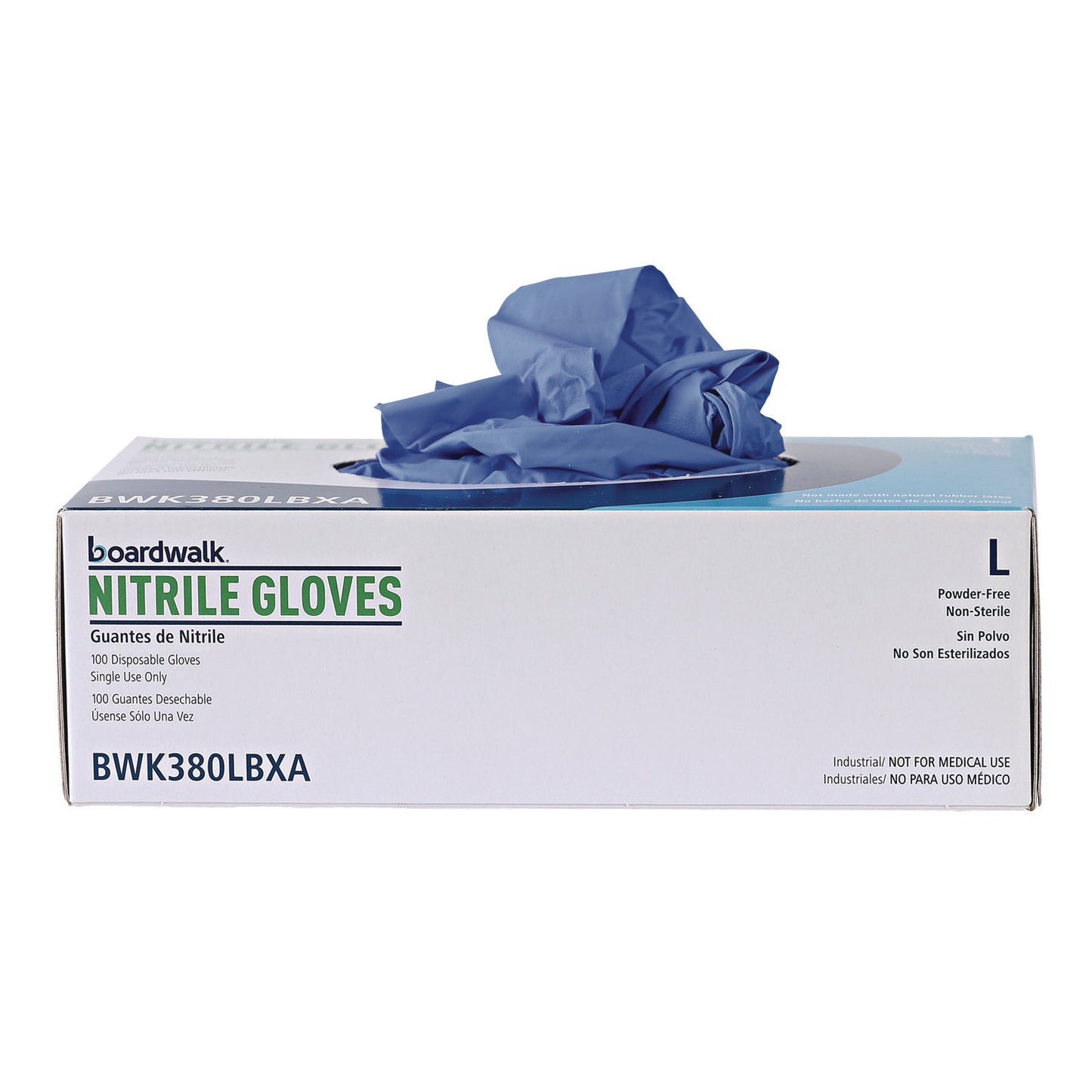 Boardwalk Disposable General-Purpose Nitrile Gloves, Large, Blue, 4 mil, 100/Box (380LBXA)