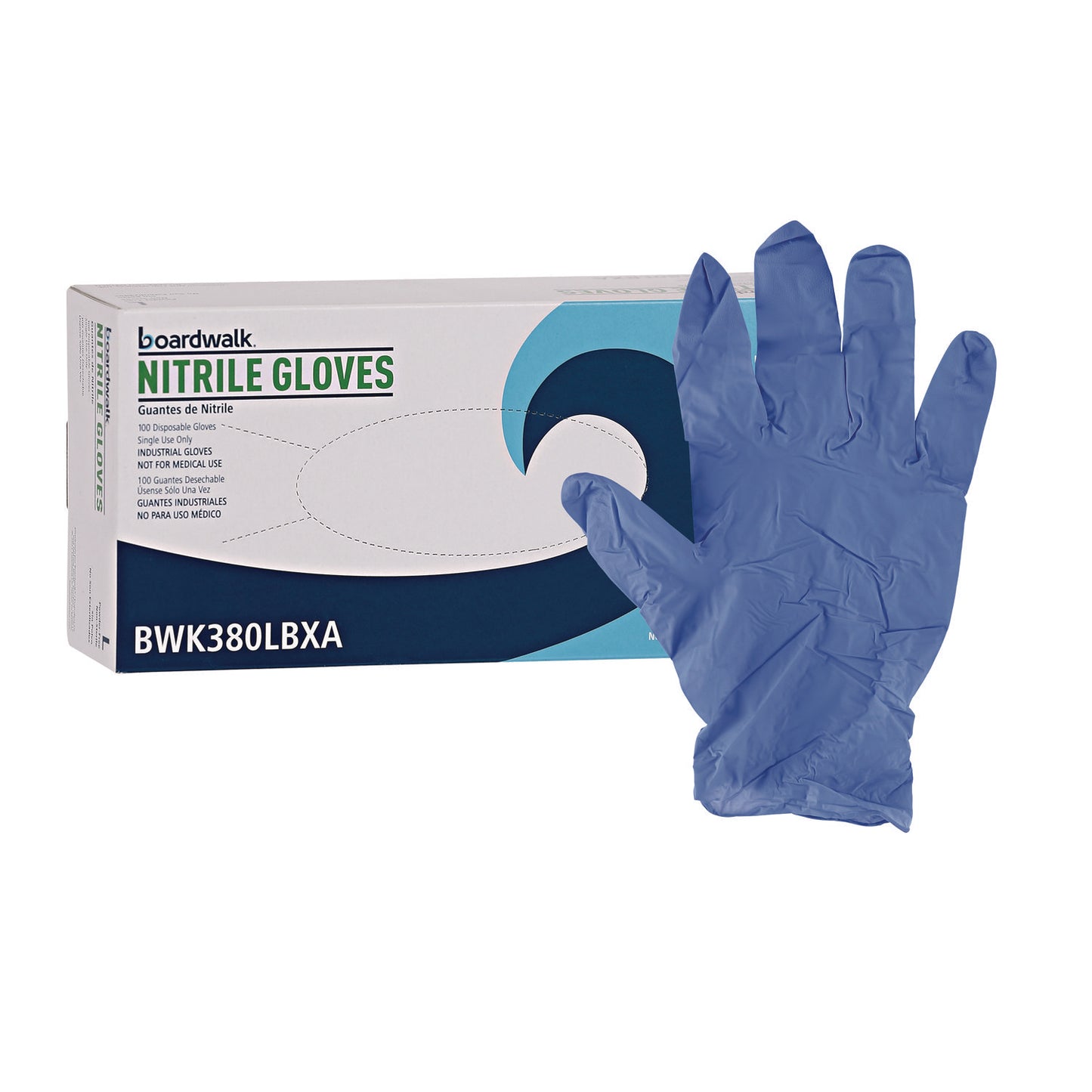 Boardwalk Disposable General-Purpose Nitrile Gloves, Large, Blue, 4 mil, 100/Box (380LBXA)