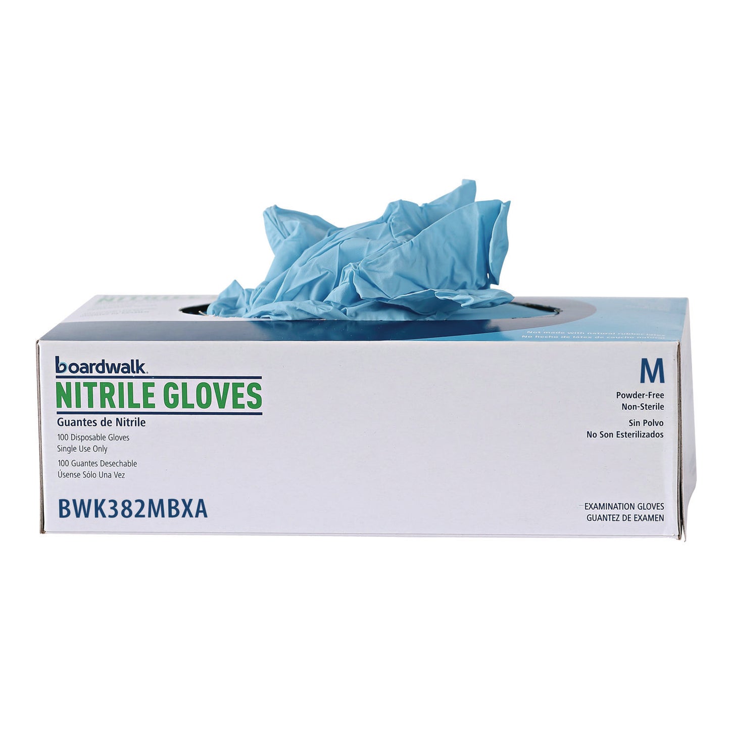 Boardwalk Disposable Examination Nitrile Gloves, Medium, Blue, 5 mil, 100/Box (382MBXA)