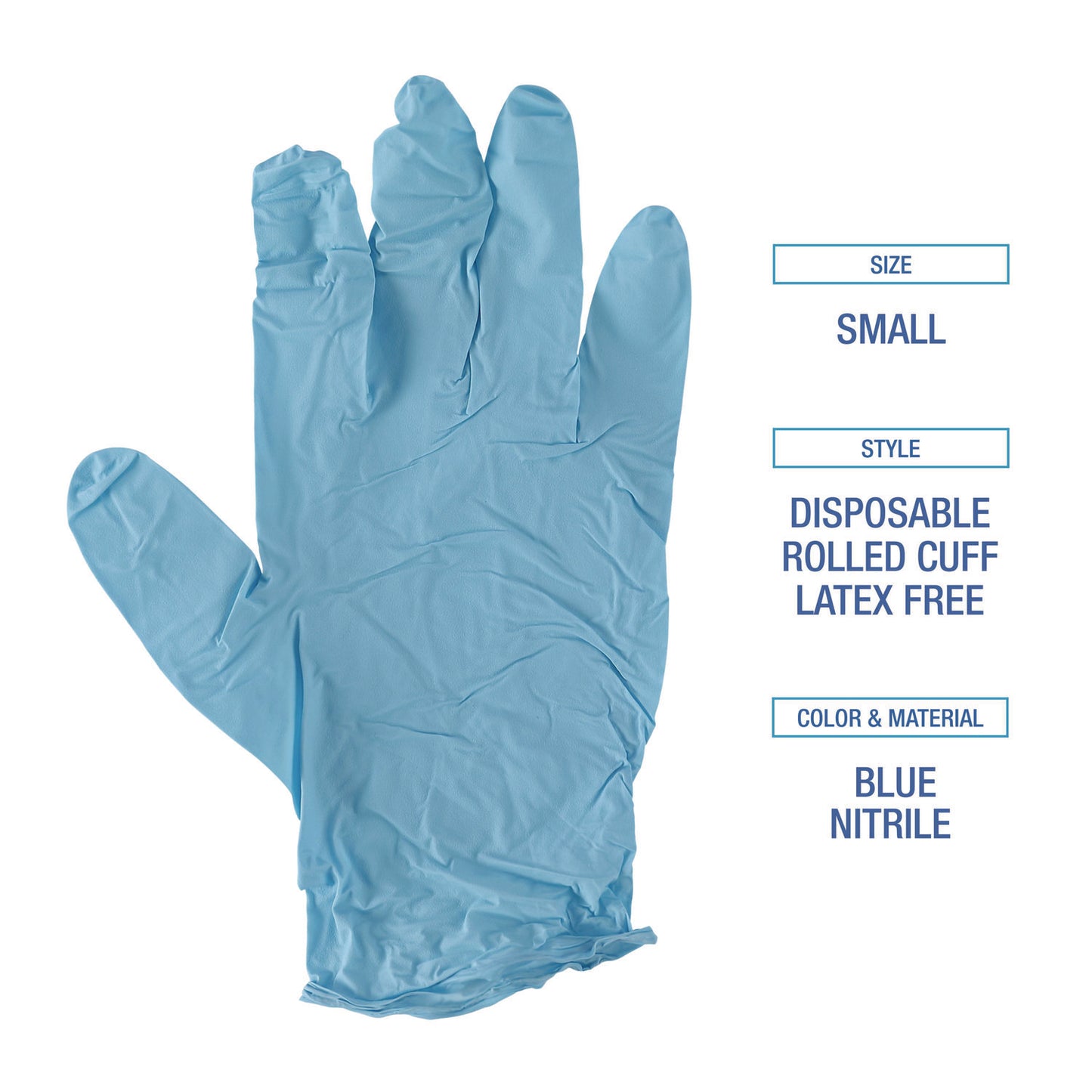 Boardwalk Disposable Examination Nitrile Gloves, Small, Blue, 5 mil, 100/Box (382SBXA)