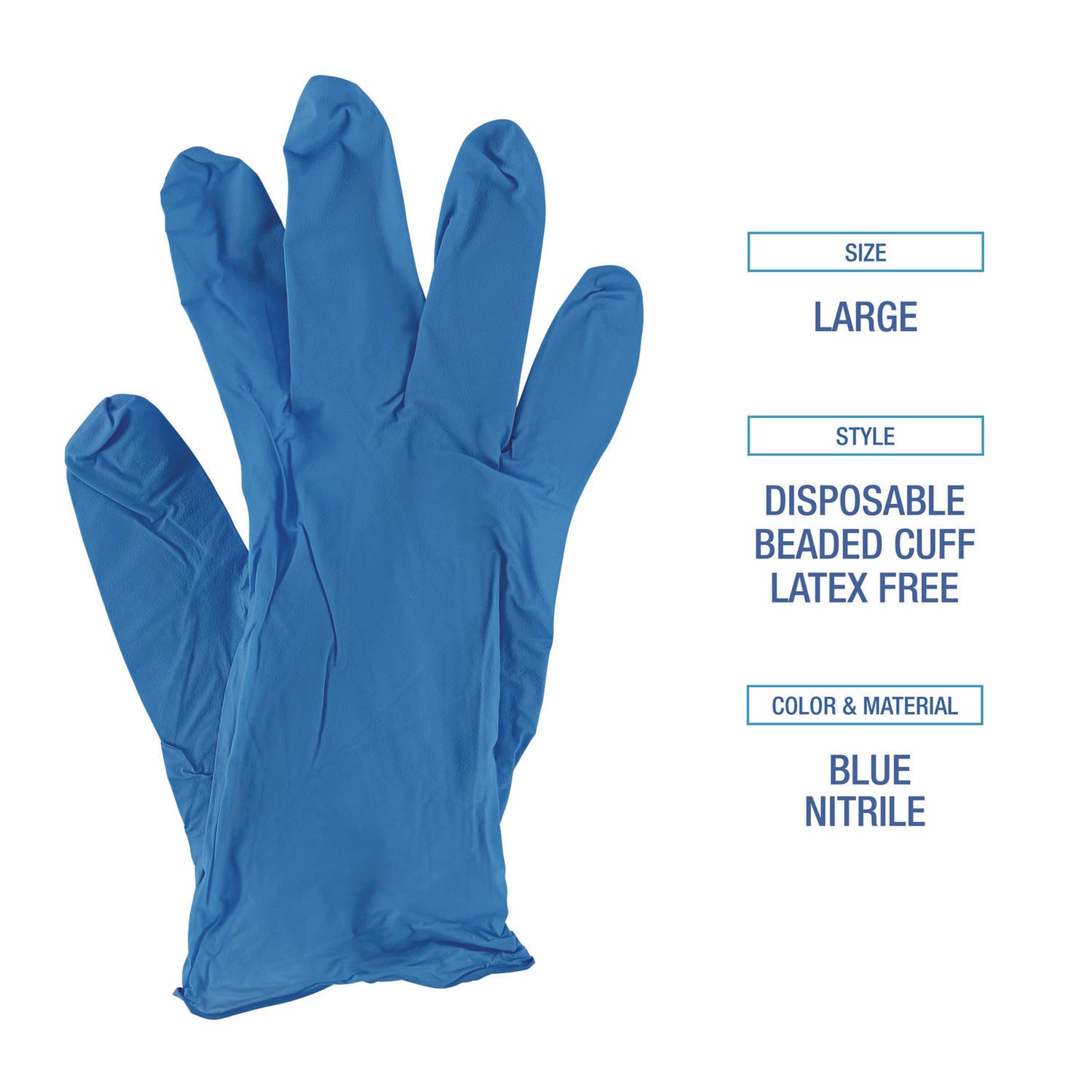 Boardwalk Disposable General-Purpose Powder-Free Nitrile Gloves, Large, Blue, 5 mil, 100/Box (395LBXA)