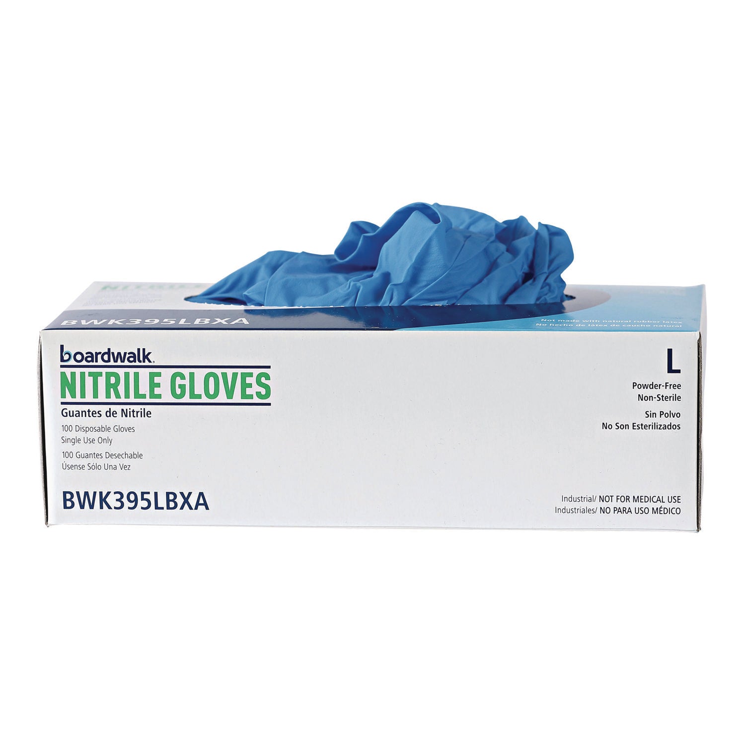 Boardwalk Disposable General-Purpose Powder-Free Nitrile Gloves, Large, Blue, 5 mil, 100/Box (395LBXA)