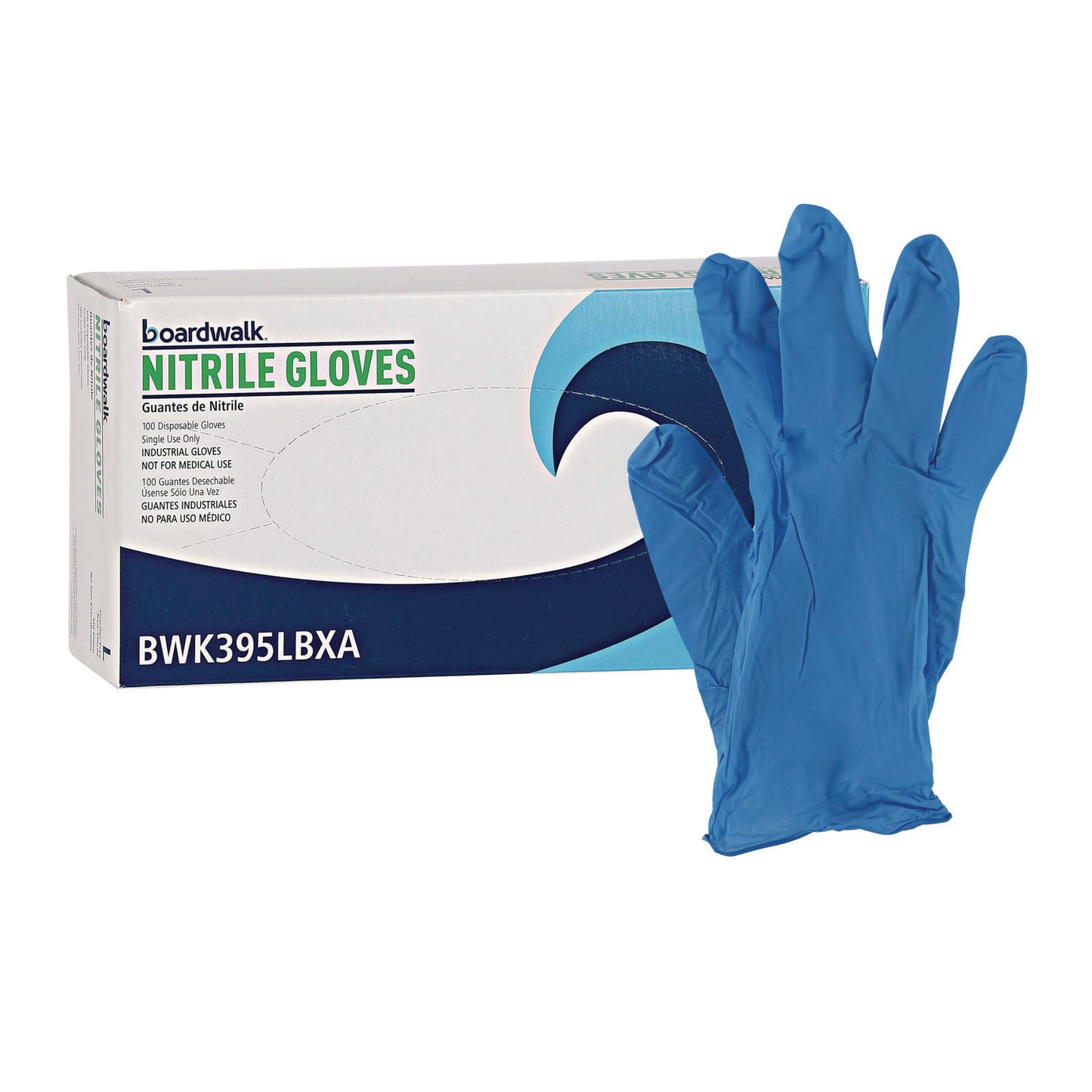 Boardwalk Disposable General-Purpose Powder-Free Nitrile Gloves, Large, Blue, 5 mil, 100/Box (395LBXA)